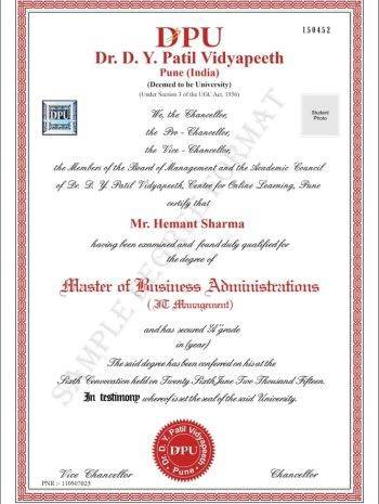 DY Patil -Certificate